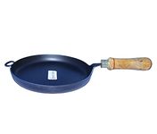 MYNAKSHA Iron Iron Pan |Fish Fry Pan | Iron Skillet | omlet Pan | Wooden pan | tawa | Frying pan| with Wooden Handle (Midium)