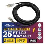 25ft Power Outdoor Extension Cord & Indoor - Waterproof Electric Drop Cord Cable - 3 Prong SJTW, 10 Gauge, 15 AMP, 125 Volts, 1875 Watts, 10/3 by LifeSupplyUSA - Black (1 Pack)