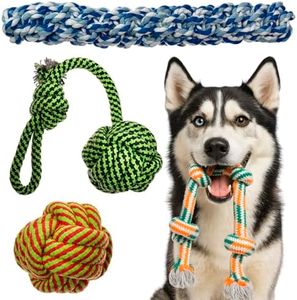 XL Dog Rope Toys for Aggressive Chewers - 4 Nearly Indestructible Chewing Ropes - Durable Heavy Duty Dog Toys - Large Dog Toys - Tough Dog Chew Toys Set - Tug of War Dog Toys for Big Breed Dogs