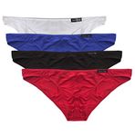 WINDAY Men Briefs Breathable Ice Silk Triangle Bikinis and Briefs D318, 4-pack Mixed Color2, Large