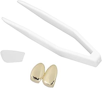 Tutore per Denti Placcato in Ottone, Gioielli Alla Moda con Decorazione a Doppio Dente in Metallo per la Festa di Strada Hip-hop di Halloween Halloween(Oro)