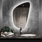 ALFA Design LED Light Mirror for Bathroom 3 Color Modes 25"x16" Mirror with Lights Irregular Shape Silver Decorative Mirrors for Wall
