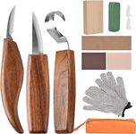 Ninonly Wood Carving Tools, 13 in 1 Wood Carving Kit with Carving Hook Knife, Wood Whittling Knife, Chip Carving Knife, Gloves, Carving Knife Sharpener for Spoon, Bowl, Cup, Beginners Woodworking