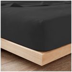 Brushed Cotton Fitted Sheets King Size - Flannelette Bed Sheet 25cm Deep (203x152Cm) - Thermal Warm Flannel Bedding Sheets - Elastic Corner Bed Sheets King Size - Charcoal