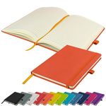 A5 Notebook Writing Pad New Lined Hardback Journal Notepad Notes Diary Pad (Orange)