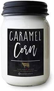 Milkhouse Candle Company - Caramel Corn - 13oz Beeswax and Soy Candles - Farmhouse Collection - 100% Natural, Paraffin Free, with Premium Fragrance Oil, Glass Jars with Lids