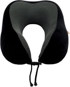 Makimoo Memory Foam Travel Neck Pillow – 360° Support, Black with Bag