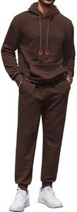 COOFANDY Men's Tracksuit 2 Piece Hoodie Sweatsuit Sets Casual Athletic Jogging Suits Waffle Plaid Jacquard Outfits