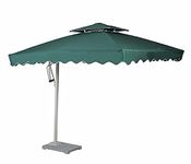 Invezo Aluminium Side Pole Square Garden Umbrella (2.5 x 2.5 sq mtr, Green) with 50 kgs Granite Stand - Patio Umbrella/Big Size Outdoor Umbrella/Cantilever Umbrella/Balcony Umbrella