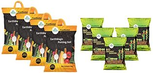 TrustBasket Enriched Premium Organic Earth Magic Potting Soil Mix with Required Fertilizers for Plants- 20 KG, Brown & Bio Organic Manure - 5 Kg