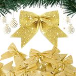 24 pcs Small Gold Glitter Bows for Christmas Tree Decoration Christmas Decorative Bows Christmas Tree Bow Christmas Bows Decorative Xmas Decor Wreath Ornament