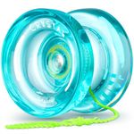 ‌MAGICYOYO K2 Crystal Green Professional FingerSpin YoYo‌ - Convertible Design (Responsive to Unresponsive) for Intermediate Players, Plastic Trick Yo-Yo with Replacement Bearing+ Yo yo Accessory Pack