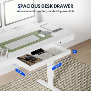 FLEXISPOT Comhar EW8W Standing Desk – Adjustable Height, White