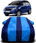 AUCTIMO® Tata Indica Vista Car Cover Waterproof with Triple Stitched Ultra Surface Body Protection (Blue Stripes)