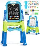 Lehoo Castle Easel for Kids, 4 in 1 Double Sided Kids Art Easel with Magnetic White Board & Chalk Board, Adjustable Standing Toddler Easel with Drawing & Writing Accessories - Gift for Boys and Girls