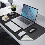 80x40cm-Desk-Mat-Large-PU-Leather-Thin-Keyboard-Pad-Decor, BauTangLe Waterproof Desktop Protector, Upgraded Dual Sided Desk Blotter for Office and Home. (Black & Grey)