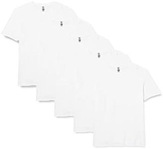 Gildan 64000 T-Shirt, Blanc, XL (Lot de 5) Homme