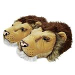 Mens Novelty Slippers, Furry Winter Animal Tiger Lion Plush Slippers for Men (UK Men Size 6-9(Euro Size 41-44), Lion)