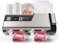 Mesliese Vacuum Sealer Machine, 95kPa 140W Double Seal Powerful Food Sealer, One Hand Operation Food Storage with Build-in Cutter & Roll Storage, ETL Tested, Includes 2 Bag Rolls, 5pcs Pre-cut Bags