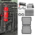 MAIKER Rigid Molle Panels For Vehicles Truck Mount Rack Tactical Seat Back Organizer with Fire Extinguisher Mout & Hook and Loop Fasteners & Elastic Rope for Storage Gears Accessories, Black