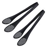 MSY BIGSUNNY Stainless Steel Buffet Tongs - Heavy Duty Kitchen Food Tong for Cooking and Serving (Black - 11" Serving Tongs)
