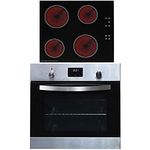 SIA SO114SS 60cm Stainless Steel Digital Electric Single Fan Oven & CERH60BL 4 Zone Ceramic Hob With Child Lock