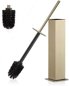 BVL Toilet Brush and Holder Set Brushed Gold Stainless Steel 304 Square Freestanding Toilet Brush for Bathroom