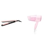 PHILIPS Bhs378/10 Kerashine Straightener (Pink) & Philips Hair Dryer Bhc017/00 Thermoprotect 1200 Watts with Air Concentrator + Diffuser Attachment - Pink