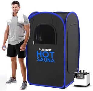 Runitude Portable Sauna Steam Tent | Full Size Home Personal Sauna Steam Detox Room | Infrared Touchscreen 1000W 2.6 Litre Generator | Including Chair & 2X Protective Floor Mats | Men & Women