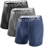 DAVID ARCHY Mens Underwear Mesh Quick Dry Boxer Briefs Active Performance Sports Ultra Soft Breathable Support Pouch Underwear with Fly in 3 Pack (L, Black/Dark Gray/Navy Blue - Mesh with Fly)