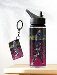 THEWHOOP Neymar Printed Sipper 750 ml Aluminium Bottle & Keychain Combo with Holding Grip Feature | Gym & School & Office Water Bottle Best Gift for Football Sports Fans (RED)
