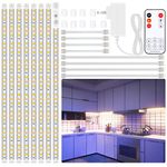 LAFULIT 8 PCS Under Cabinet Lighting Kit, Bright Under Cabinet Lights, Flexible Led Strip Lights with Remote and Power Adapter, for Kitchen Cabinet Shelf Desk Counter, 4000K Neutral White, 13ft