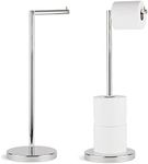 Marmolux Acc - Free Standing Toilet Paper Holder Stand with Storage for 4 Rolls of Toilet Tissue for Bathroom, Stainless Steel (Polished Chrome) 1pc - Bathroom Organizer - Toilet Paper Storage