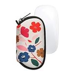 kwmobile Neoprene Case Compatible with Apple Magic Mouse 1/2 - Case Bag - Colorful Flowers Dark Pink/Dark Blue/Cream