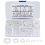 500 PCS White Nylon Washers, Plastic Flat O-Ring Washers, Round Gasket Washers Assortment, Faucet Gasket Washers for Pipes, Faucets, Mechanical Repairs - M2/M2.5/M3/M4/M5/M6/ M8/M10