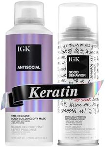 IGK ANTISOCIAL Mask + GOOD BEHAVIOR Hair Treatment Set | Frizz Control and Keratin-Like Smoothing for Dry, Damaged Hair | Hydrating Shine with 450°F Heat Protection | Full Size Value Set