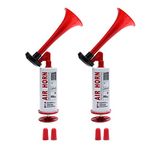 Loud Handheld Air Horn,2 Air Horns with 2pcs Foam Earplugs,Aluminum Noise Maker Safety Horn for Boating,Sports Events,Parties,Games,Camping,Graduation,Aggressive Animals（2 Pack）