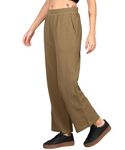 Alan Jones Clothing Women's Solid Stretch Waffle Straight Pants (Tan_L)