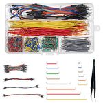 WayinTop Breadboard Jumper Wires Assorted Kit, Preformed Breadboard U-Shape Jumper Wires 14 Assorted Length + Solderless Flexible Breadboard Jumper Cables M/M + Tweezer for Breadboard Prototyping