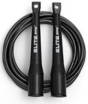 EliteSRS 10 Foot Outdoor Rated 5Mm Pvc, Boxer Jump Rope 3.0 with Smooth Action Polymer Handles and Ergonomic Slip-Resistant Dimpled Grips Black