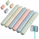 UPINS 10Pcs Travel Toothbrush Case, Plastic Portable Toothbrush Storage Box Dust-Proof Toothbrush Holder Travel, Toothpaste Holder Assorted Color for Travel, Camping, Home