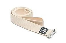 Halfmoon 6' or 8' Organic Cotton Studio Loop Yoga Strap for Stretching, Yoga, Pilates and General Fitness (6' Natural)