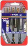 TIVOLY - Set of 5 drill bits and 5 extractors N1 Ø 2.5 mm/N2 Ø 3.2 mm/N3 Ø 4.8 mm/N4 Ø 6.5 mm/N°5 Ø 8 mm, grey