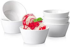 Taeochiy Porcelain Small Bowls, 8 Ounce Dessert Ramekins Oven and Microwave Safe, Ice Cream Bouillon Cups, Set of 6, White