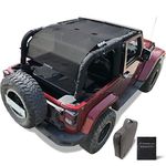 Shadeidea Jeep Wrangler Sun Shade JK 2 Door Sunshade 2007-2018 Front+Rear+Trunk-Black Mesh Screen Top Cover UV Blocker with Grab Bag Storage Pouch-10 Years Warranty