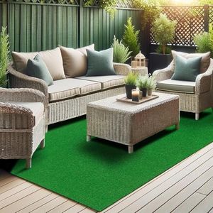 Ottomanson Artificial Grass Waterproof Outdoor Rug 7'10" x 9'10" – Astro Turf Area Carpet with Drainage Holes – Easy to Clean Lawn Patio Decoration