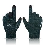 Achiou Winter Gloves for Men Women, Touch Screen Texting Warm Gloves with Thermal Soft Knit Lining,Elastic Cuff, Black & Green, Large