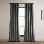 HPD Half Price Drapes Heritage Plush Velvet Curtains 96 Inches Long Room Darkening Curtains for Bedroom & Living Room 50W x 96L, (1 Panel), Pepper Grey