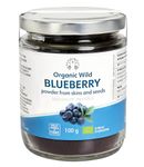 LOOV Wild Blueberry Powder Organic (Pomace Powder), Wild-Crafted from Nordic Forests, Made of Wild Bilberry Skins and Seeds Only, no Added Sugar, High in Fiber, 100 g