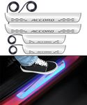 CARZEX Car Door Foot Step Sill Plate with Mirror Finish LED Car Sill Plate Compatible with Honda Accord Car (Set of 4PCS, Blue)